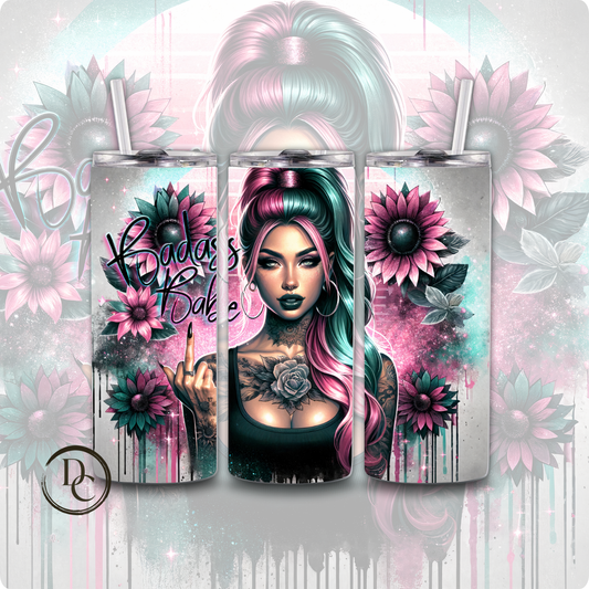 Badass Babe Tattoos 20 oz Custom Sublimation Tumbler Stainless Steel 4
