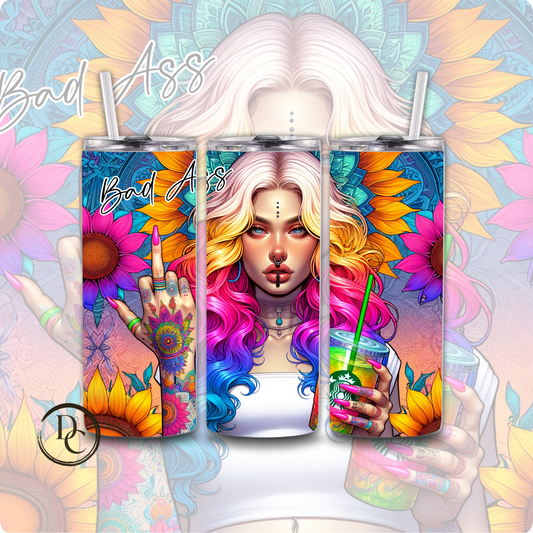 Badass Vibes Affirmation Sarcasm 20 oz Custom Sublimation Tumbler Stainless Steel 16