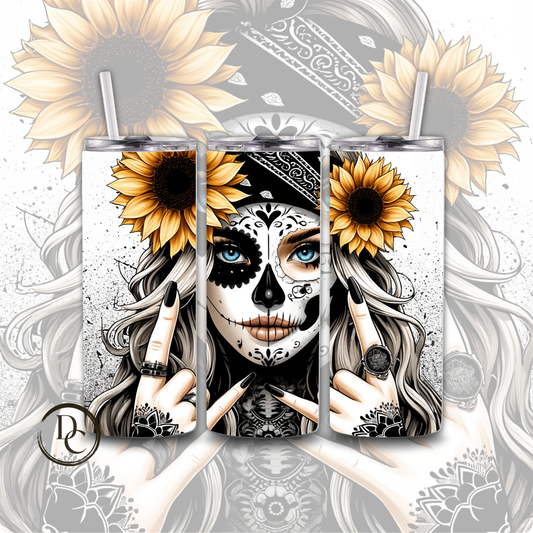 Sugar Skull Badass Affirmation Sarcasm 20 oz Custom Sublimation Tumbler Stainless Steel 1