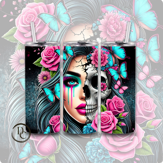 Sugar Skull Affirmation Sarcasm 20 oz Custom Sublimation Tumbler Stainless Steel 24