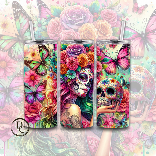 Sugar Skull Affirmation Sarcasm 20 oz Custom Sublimation Tumbler Stainless Steel 26