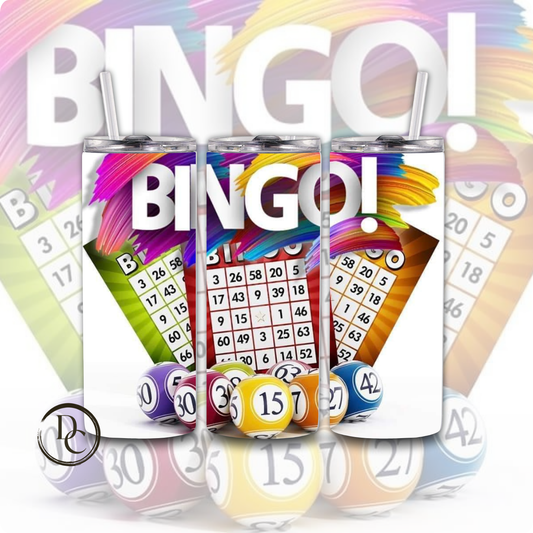 BINGO Cards Balls 20 oz Custom Sublimation Tumbler Stainless Steel 20