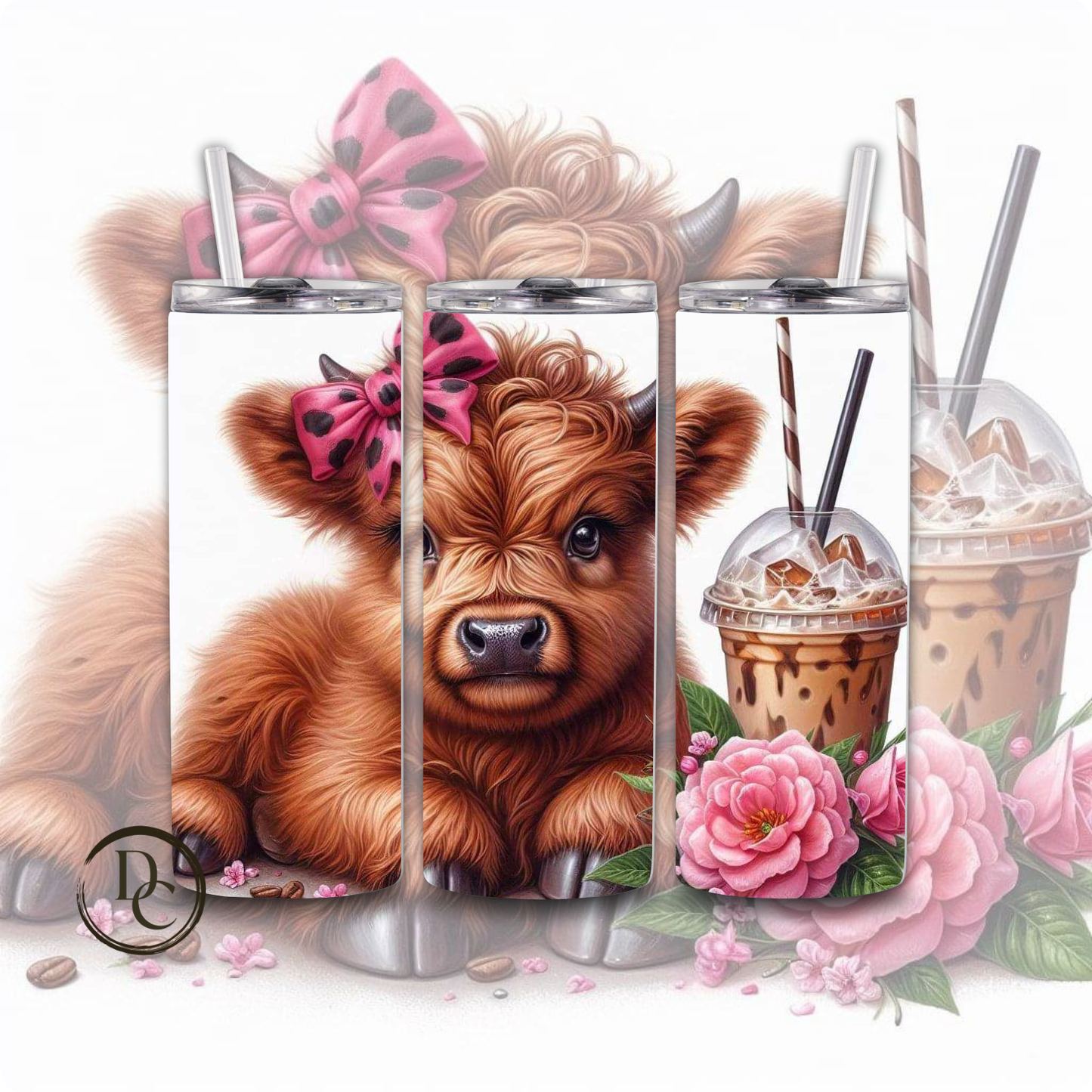 Anxiety Highland Cow Custom Sublimation 20 oz Skinny Tumbler 