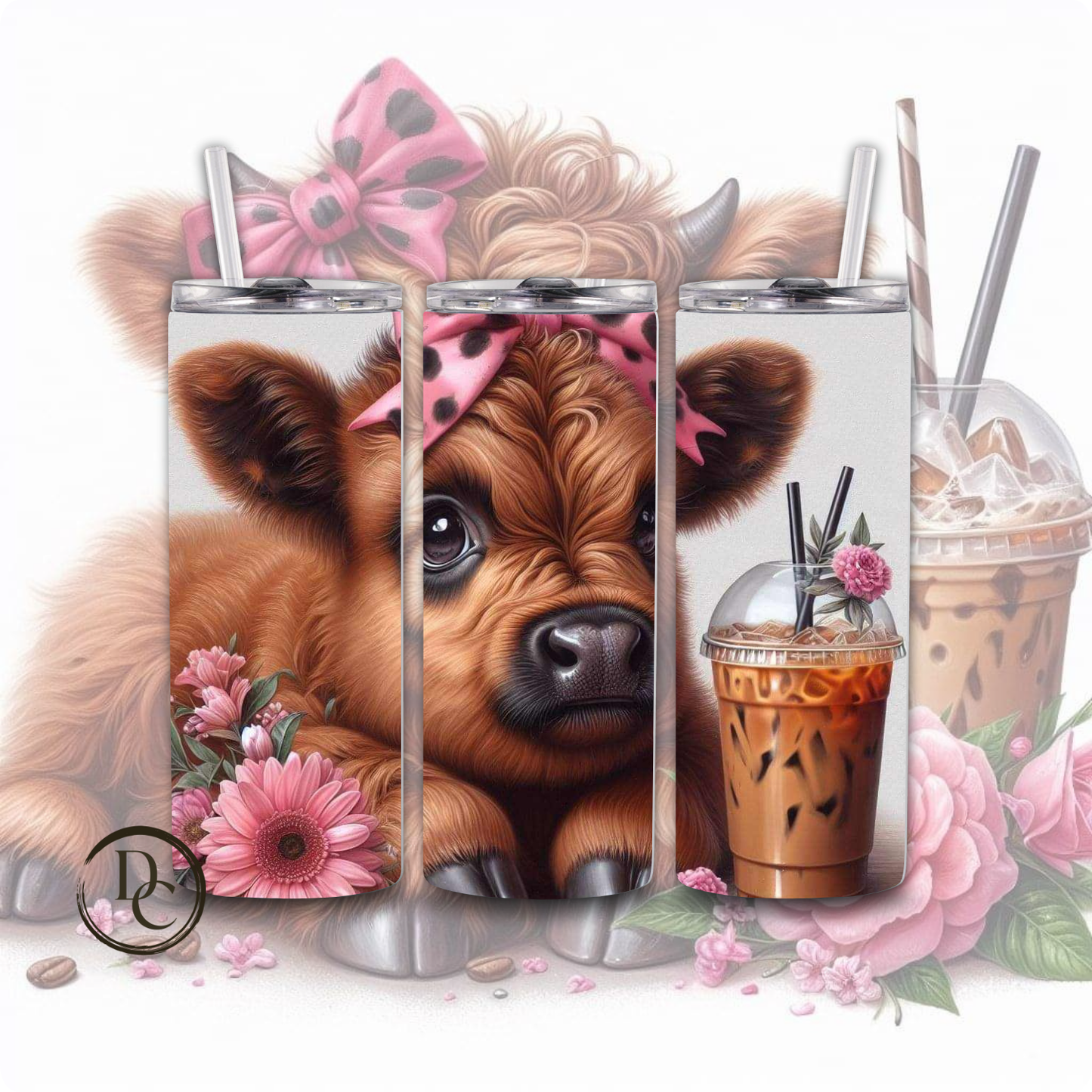 Anxiety Highland Cow Custom Sublimation 20 oz Skinny Tumbler 