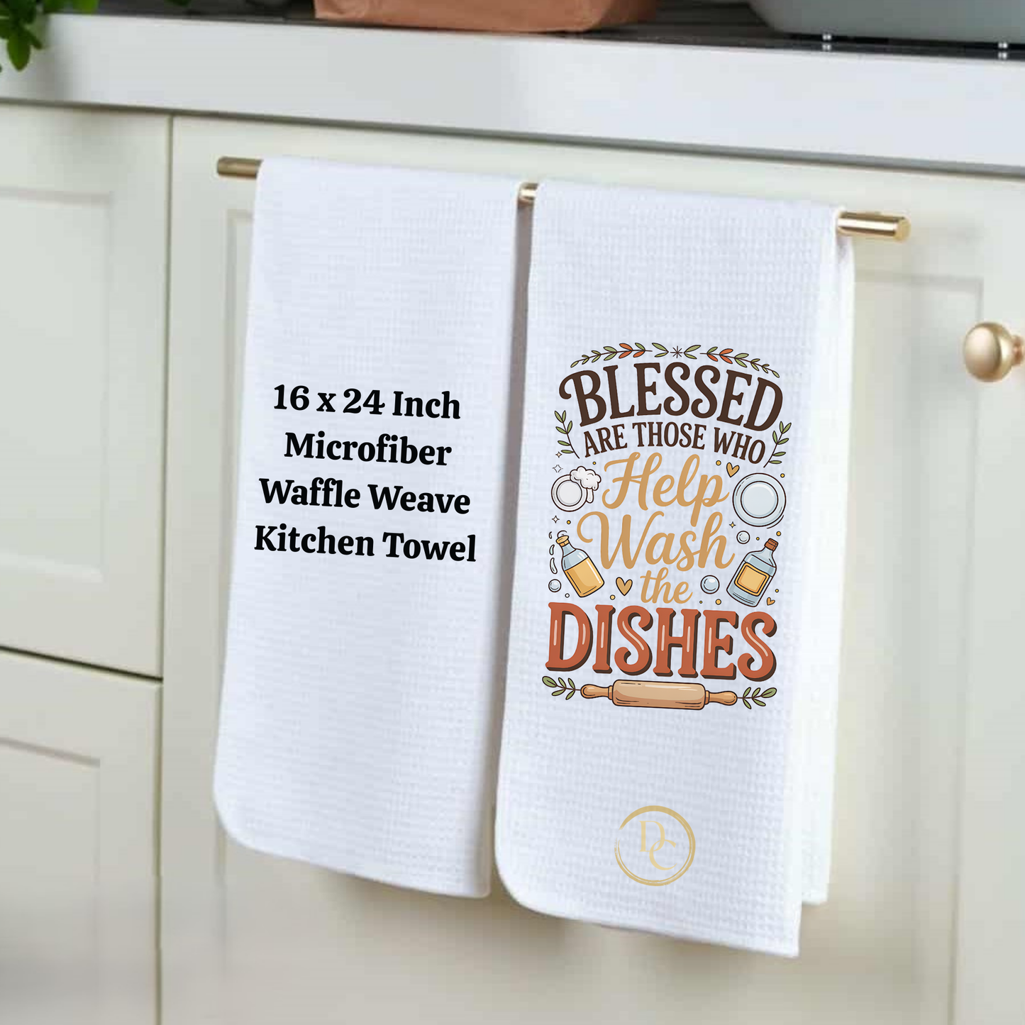 Baking Love Made Edible, Kitchen Towel Microfiber Waffle Weave
