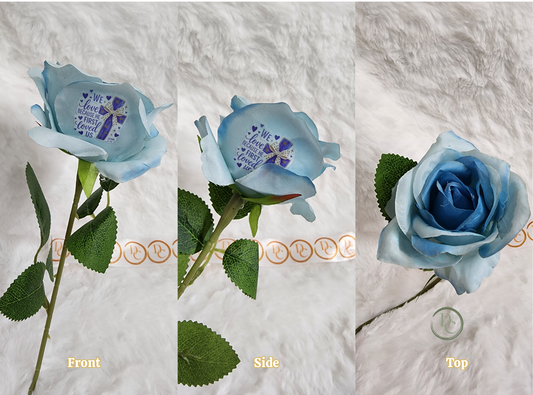 Blue Rose We Love Because He first loved us Cross Predesigns Custom Forever Flower Fun Custom Designs