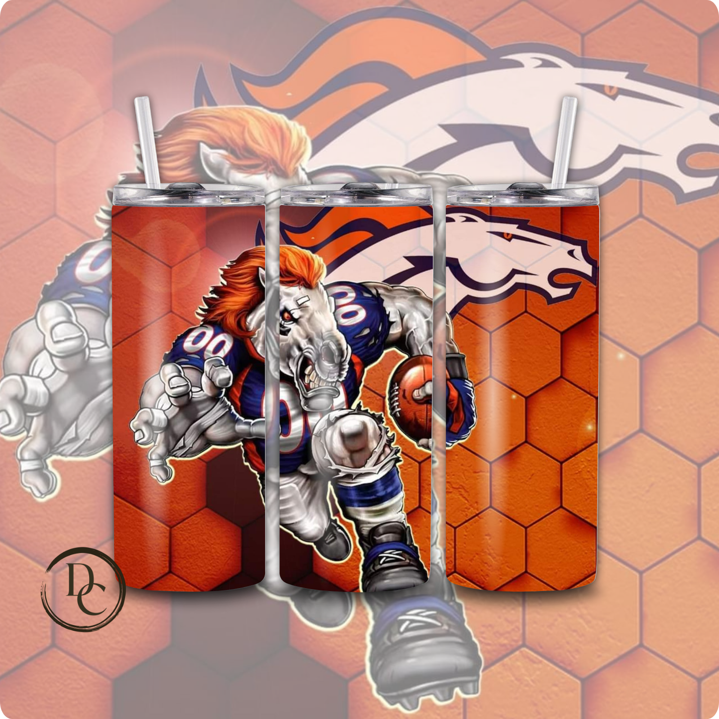 Broncos Football 20 oz Custom Sublimation Tumbler Stainless Steel# 1