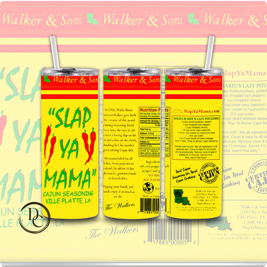 Slap Ya Mama, Tabasco, Zatarain's Crab Boil, Tony Chachere's Seasoning Cajun Seasoning 20 oz Custom Sublimation Tumbler Stainless Steel Old Bay