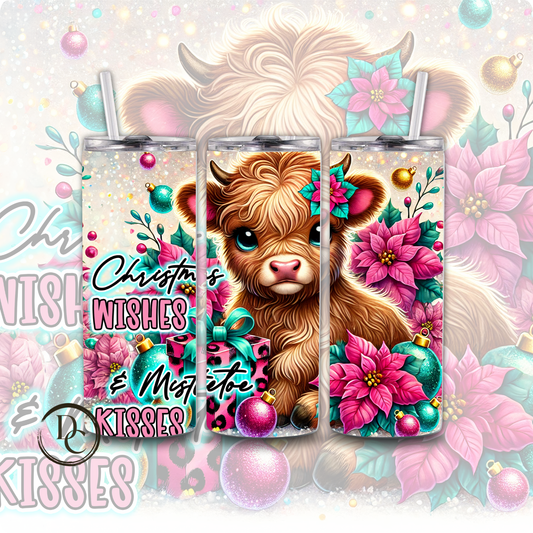 Christmas Wished & Mistletoe Kisses 20 oz Custom Sublimation Tumbler Stainless Steel # 3