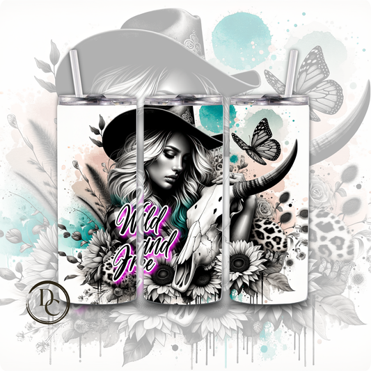Wild And Free Cowgirl 20 oz Custom Sublimation Tumbler Stainless Steel 1