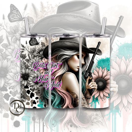 Boots Dirt And A Heart Of Gold Cowgirl 20 oz Tumblers 3