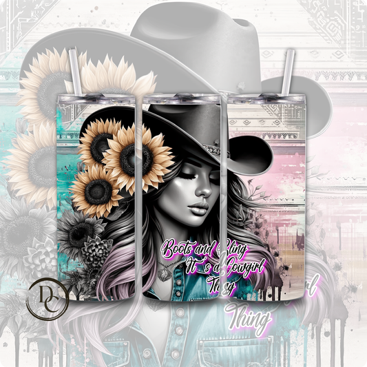 Boots And Bling It's A Cowgirl Thang Cowgirl 20 oz Custom Sublimation Tumbler Stainless Steel 6