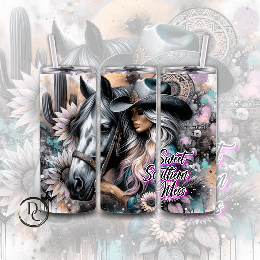 Sweet Southern Mess Cowgirl 20 oz Custom Sublimation Tumbler Stainless Steel 8