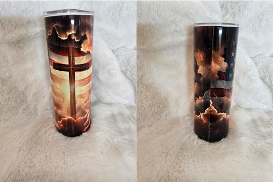 Cross Flag Clouds Clearance Custom Sublimation Tumbler #4