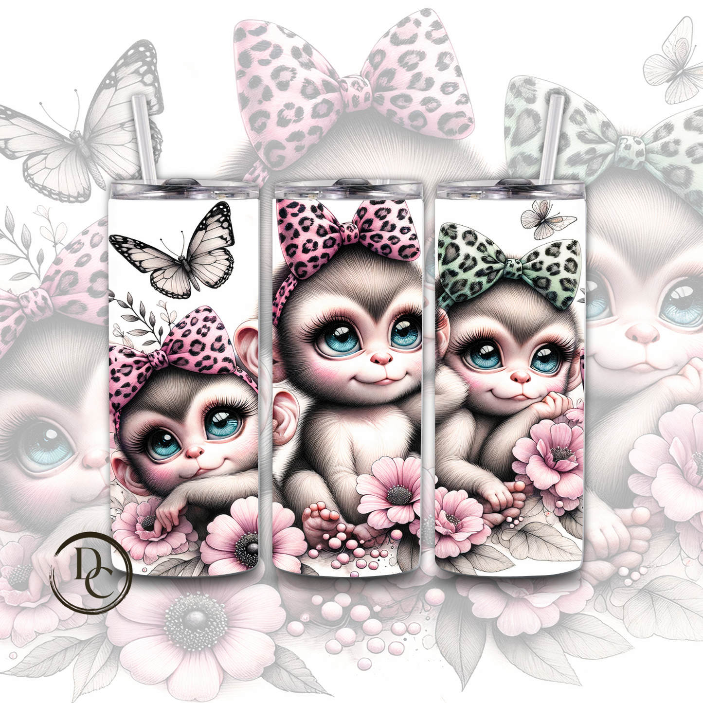 Cute Bow Animals 20 oz Custom Sublimation Tumbler Stainless Steel 10