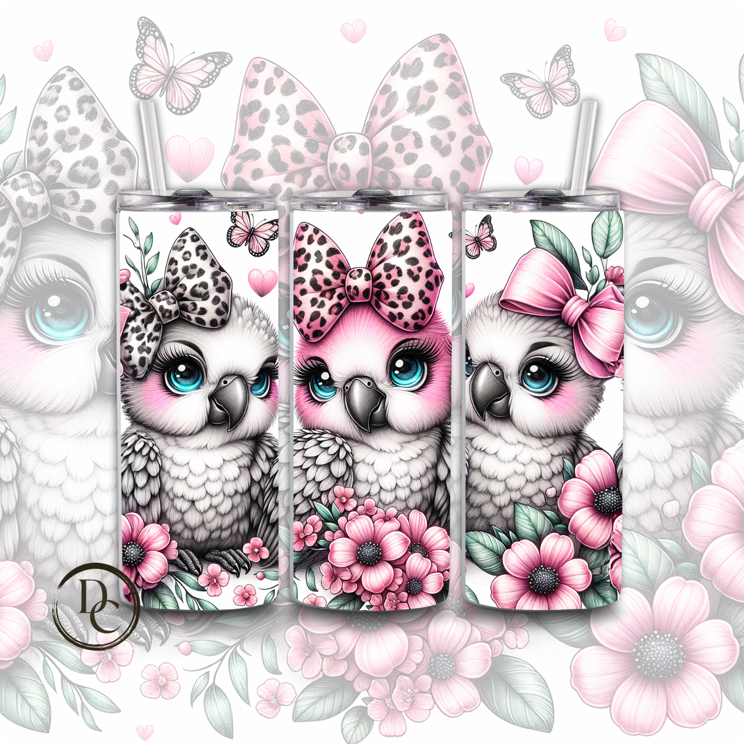 Cute Bow Animals 20 oz Custom Sublimation Tumbler Stainless Steel 24