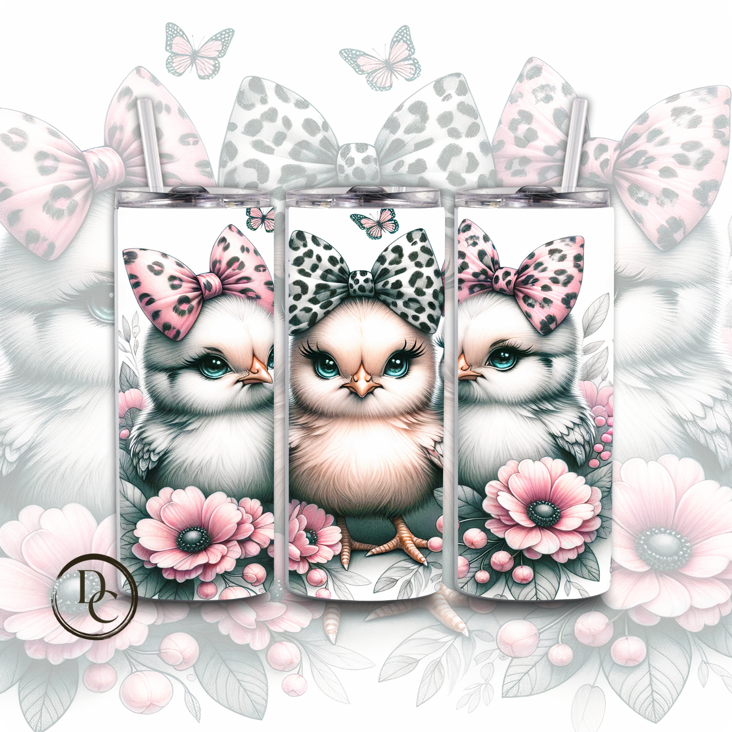 Cute Bow Animals 20 oz Custom Sublimation Tumbler Stainless Steel 24