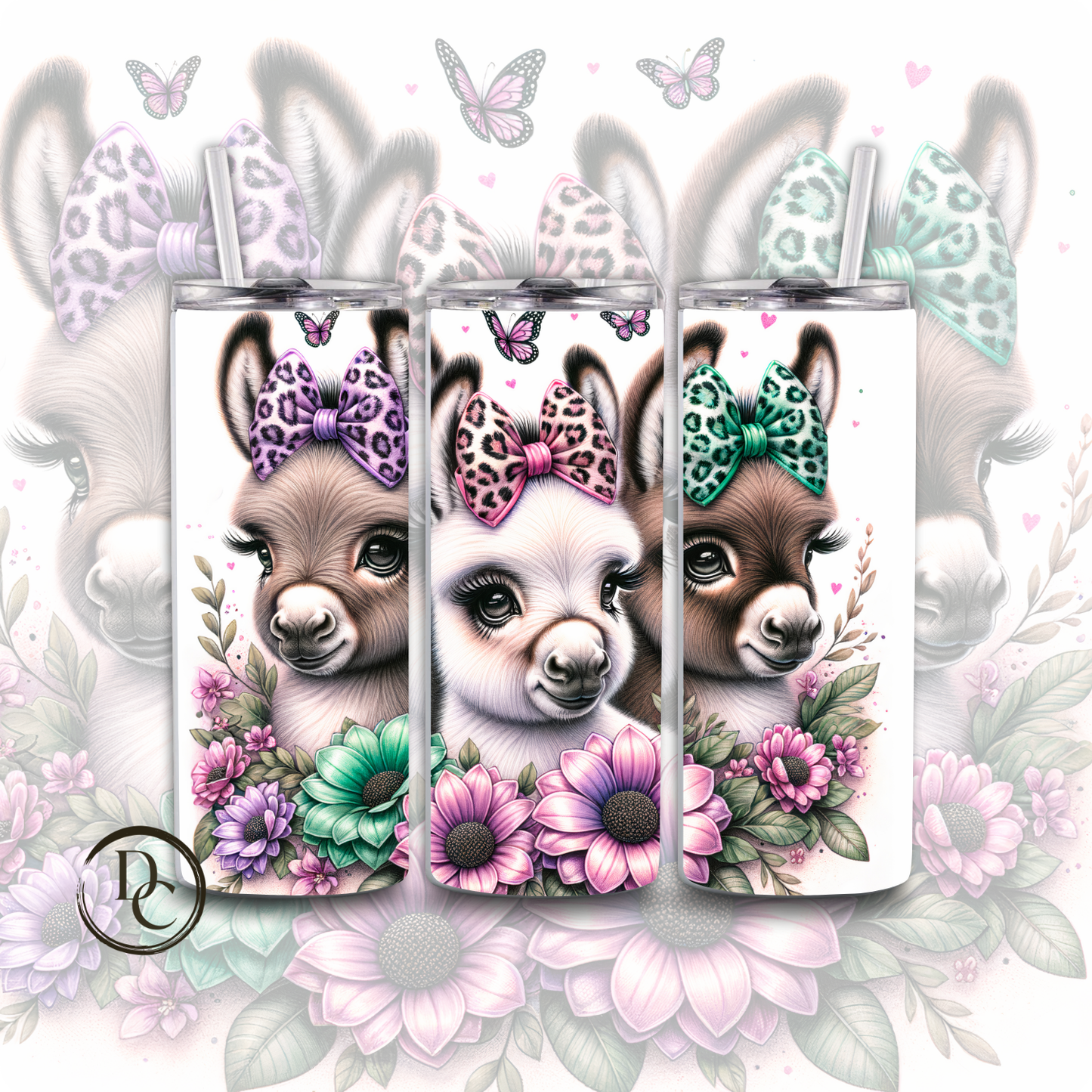 Cute Bow Animals 20 oz Custom Sublimation Tumbler Stainless Steel 24