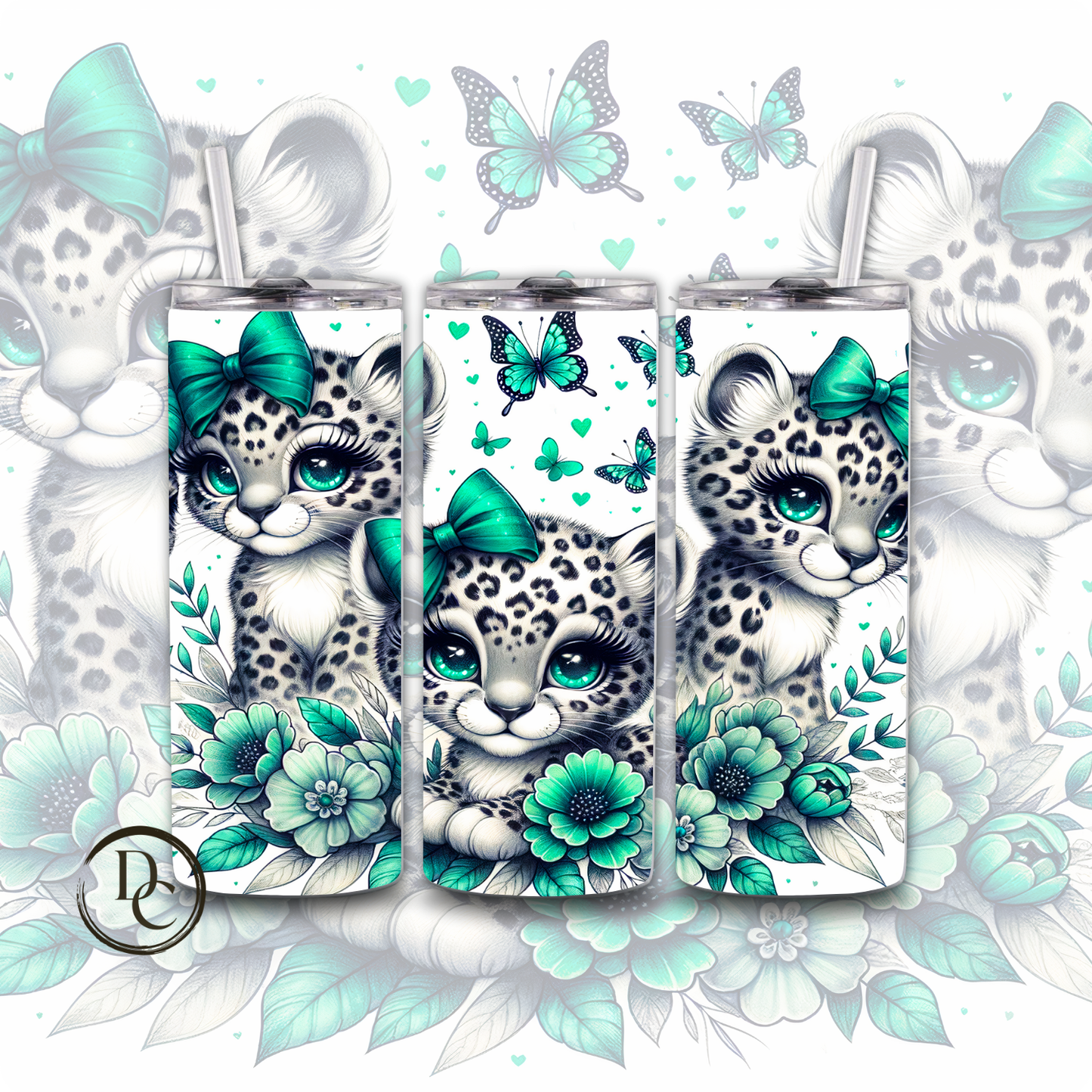 Cute Bow Animals 20 oz Custom Sublimation Tumbler Stainless Steel 10