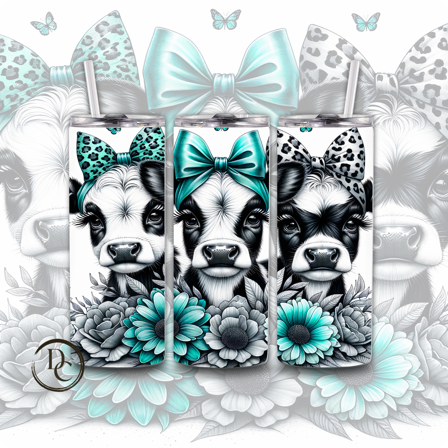 Cute Bow Animals 20 oz Custom Sublimation Tumbler Stainless Steel 10