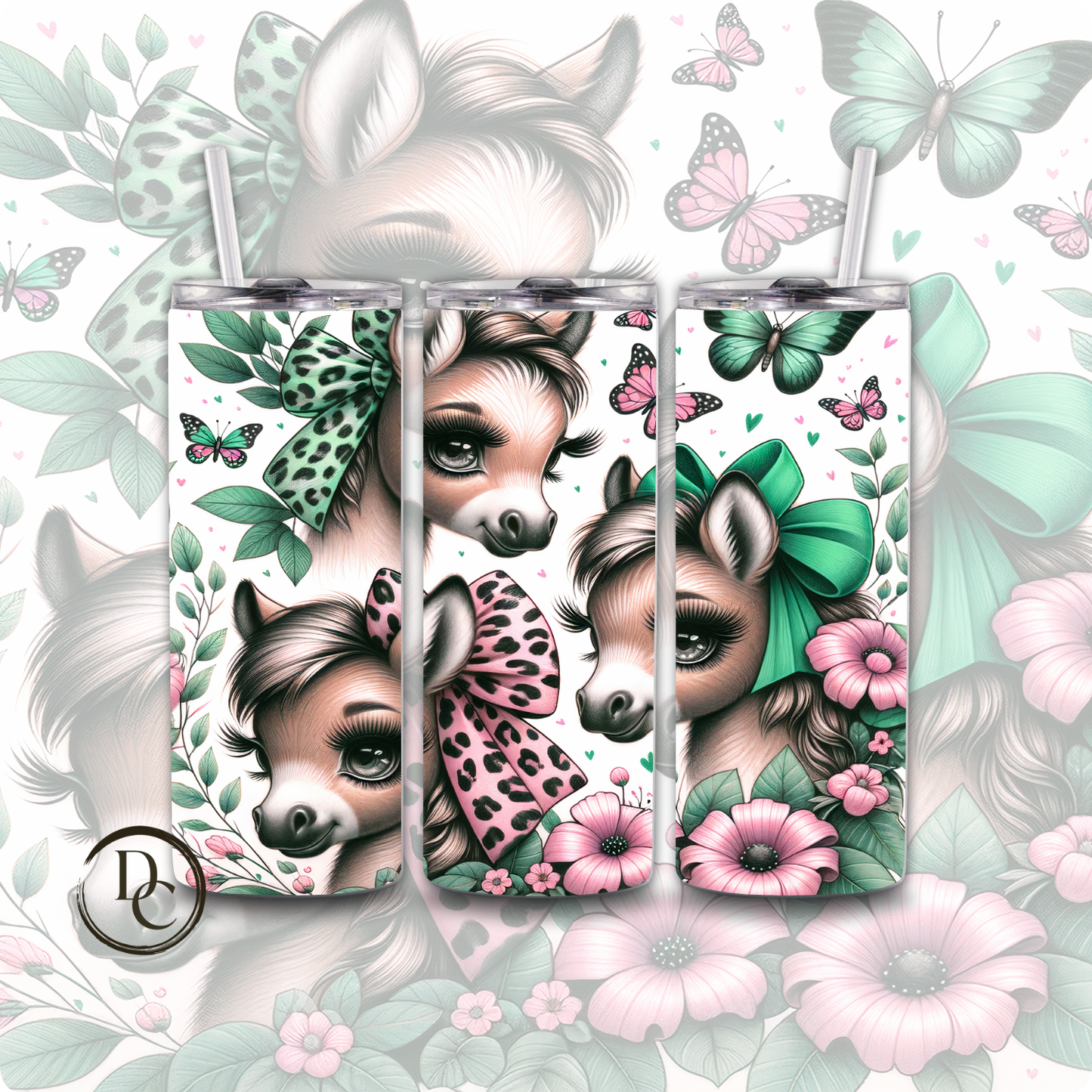 Cute Bow Animals 20 oz Custom Sublimation Tumbler Stainless Steel 10