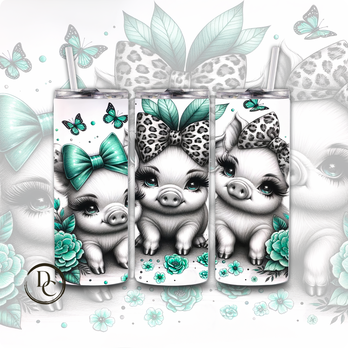 Cute Bow Animals 20 oz Custom Sublimation Tumbler Stainless Steel 10