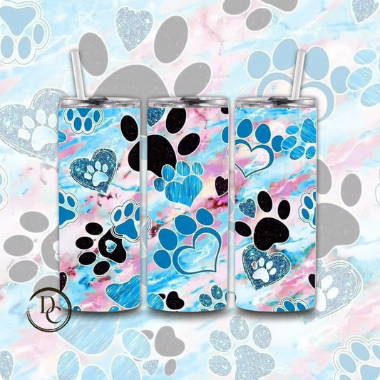 Paw Prints Dog 20 oz Custom Sublimation Tumbler Stainless Steel 14