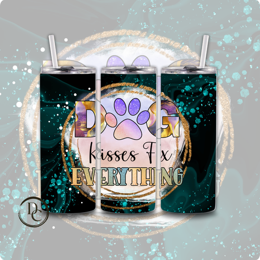Dog Kisses Fix Everything 20 oz Custom Sublimation Tumbler Stainless Steel 16