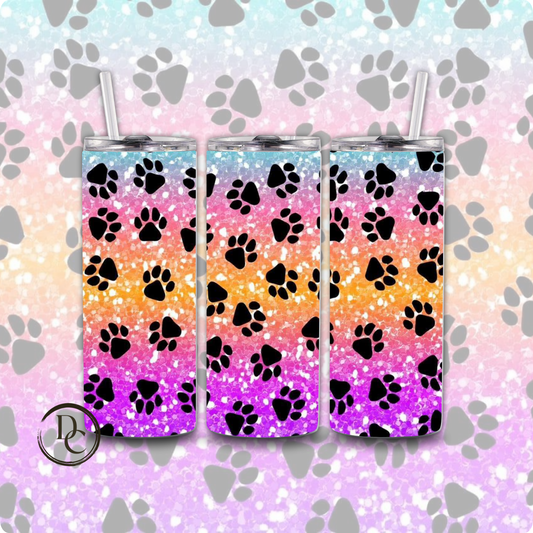 Paw Print Dogs 20 oz Custom Sublimation Tumbler Stainless Steel 8