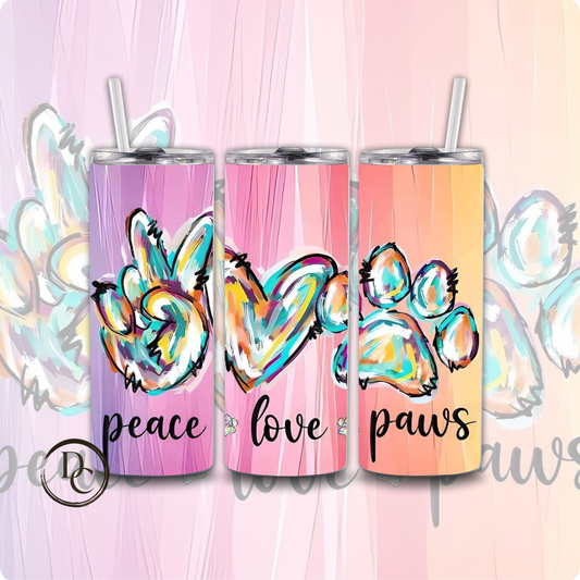 Peace Love Paws 20 oz Custom Sublimation Tumbler Stainless Steel 9