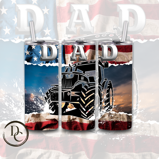 American Flag Tractor Dad, Father's Day Tumbler #4