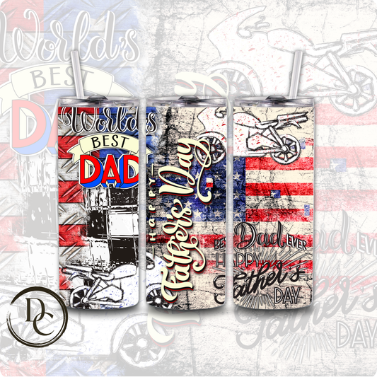 American Flag Motor bike Dad, Father's Day Tumbler #5