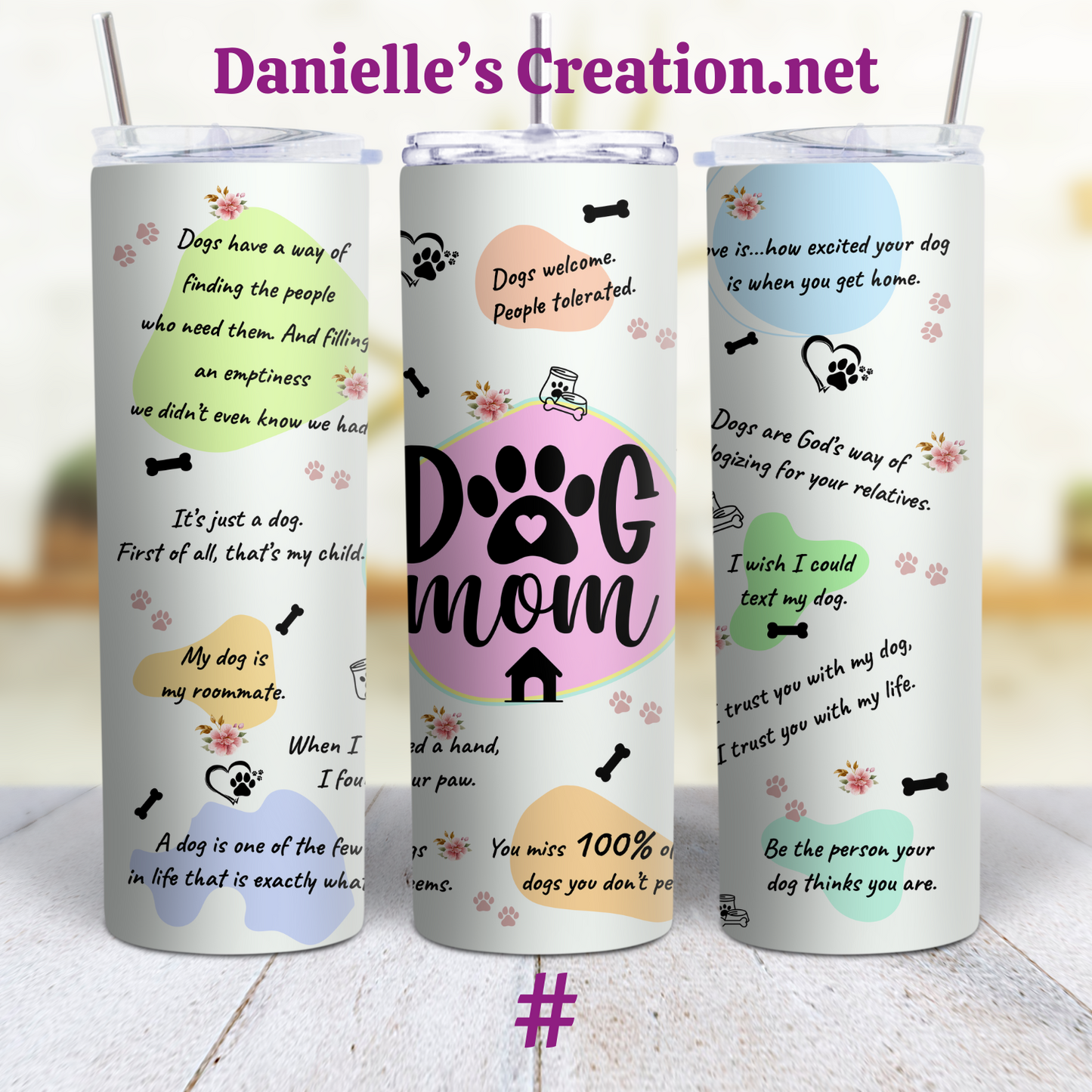 Life Is better With Dog 20 oz Custom Sublimation Tumbler Stainless Steel Dog MOM