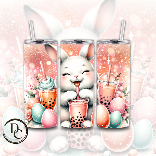 Easter Bunny Bubble Tea Festive Holiday 20 oz Custom Sublimation Tumbler Stainless Steel Insulated