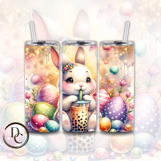 Easter Bunny Bubble Tea Festive Holiday 20 oz Custom Sublimation Tumbler Stainless Steel Insulated
