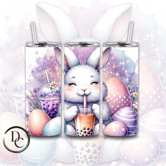 Easter Bunny Bubble Tea Festive Holiday 20 oz Custom Sublimation Tumbler Stainless Steel Insulated