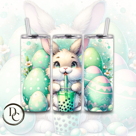 Easter Bunny Bubble Tea Decorated Eggs Festive Holiday 20 oz Custom Sublimation Tumbler Stainless Steel Insulated
