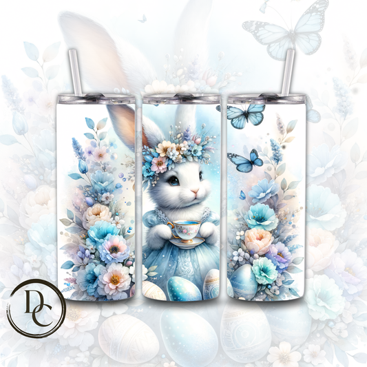 Easter Bunny Tea Decorated Eggs Festive Holiday 20 oz Custom Sublimation Tumbler Stainless Steel Insulated