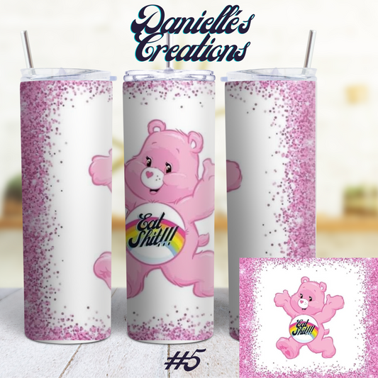 Swear Bear 20 oz Custom Sublimation Tumbler Stainless Steel Eat Shit, Fuck Off, Bitch