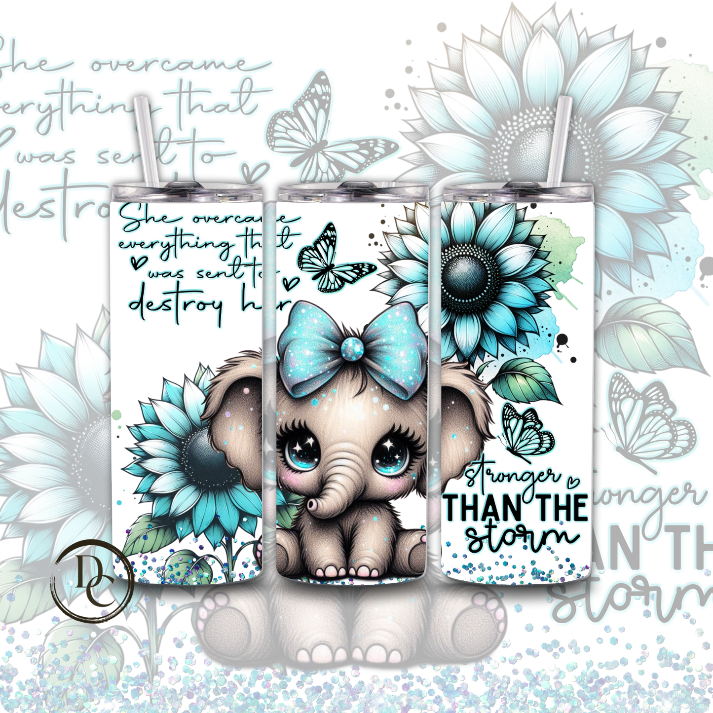 Elephant Affirmation 20 oz Custom Sublimation Tumbler Stainless Steel 1