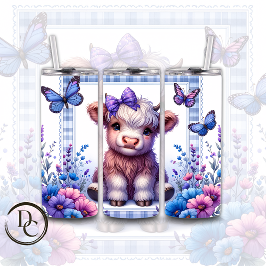 Floral HIGHLAND COW 20 oz Custom Sublimation Tumbler Stainless Steel # 14