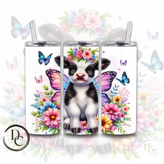 Cow Black & White with Fairy Wings Animals 20 oz Custom Sublimation Tumbler Stainless Steel16