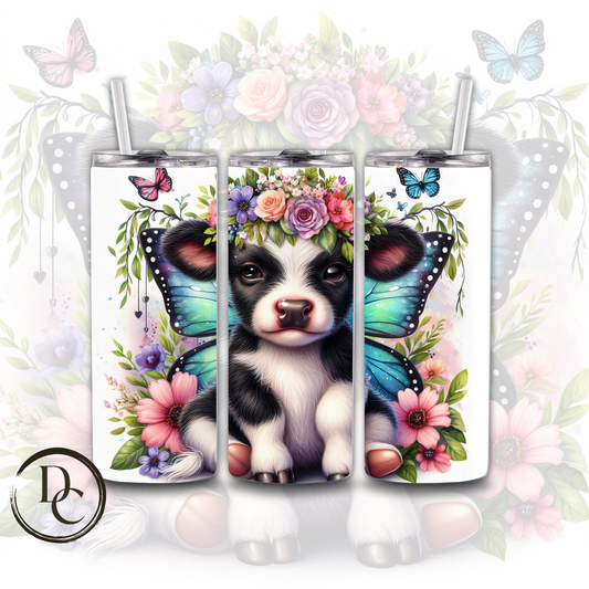 Black & White Cow Fairy Animals 20 oz Custom Sublimation Tumbler Stainless Steel 2