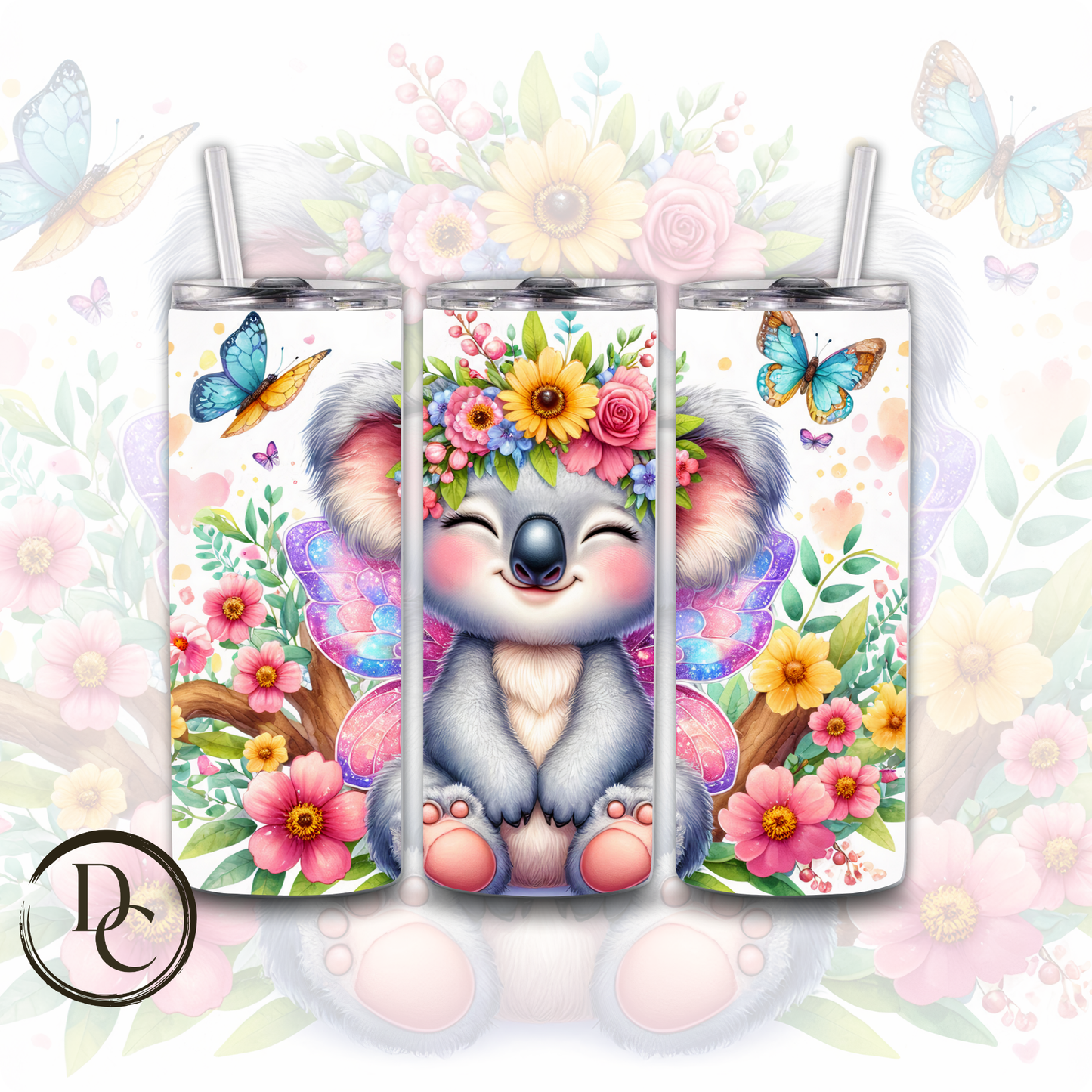 Koala Fairy Animals 20 oz Custom Sublimation Tumbler Stainless Steel 4
