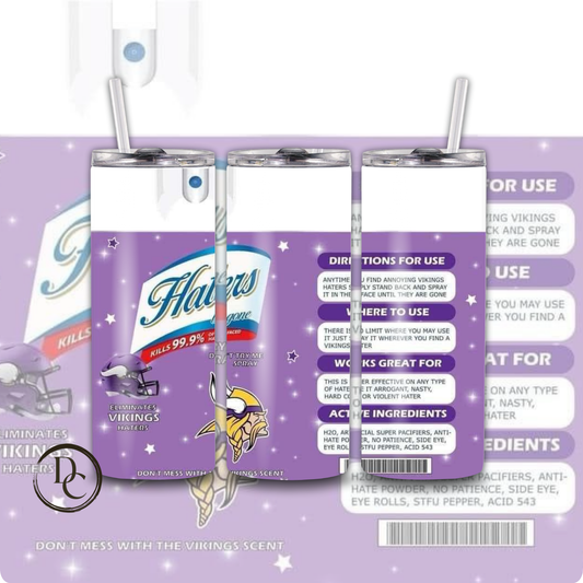 Haters Be Gone Football 20 oz Custom Sublimation Tumbler Stainless Steel # 3