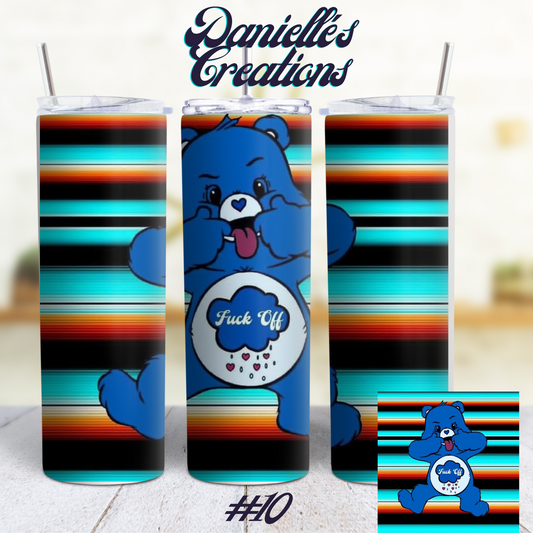 Swear Bear 20 oz Custom Sublimation Tumbler Stainless Steel Eat Shit, Fuck Off, Bitch