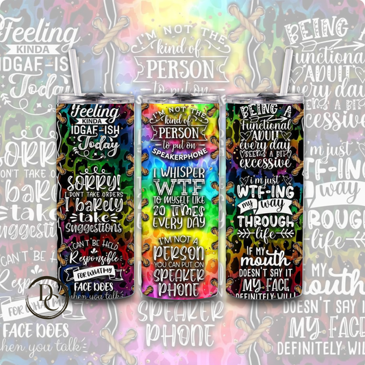 FEELING KINDA IDGAF 20 oz Custom Sublimation Tumbler Stainless Steel 12
