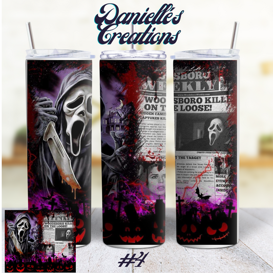 Halloween 20 oz skinny tumblers ghost face <3 #4