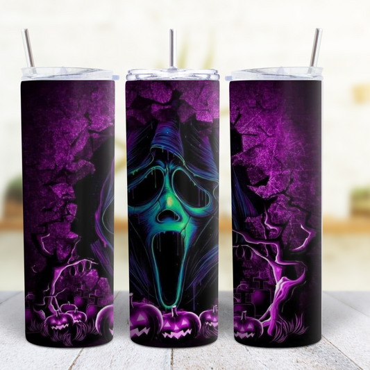 Ghost Face Halloween 20 oz Custom Sublimation Tumbler Stainless Steel 11
