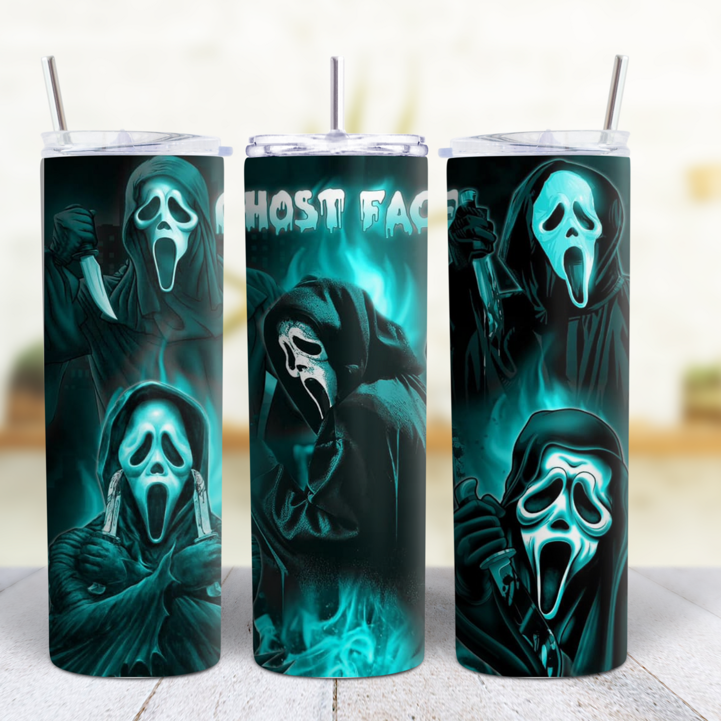 Ghost Face Halloween 20 oz Custom Sublimation Tumbler Stainless Steel 15